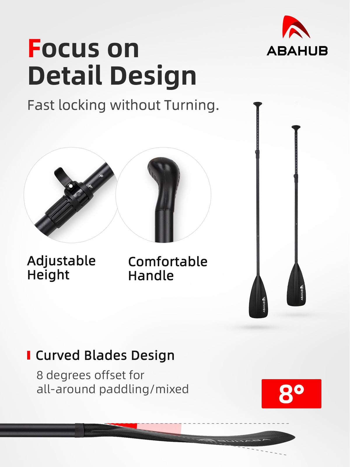 Abahub SUP Paddles - 3 Piece Adjustable Stand up Paddle