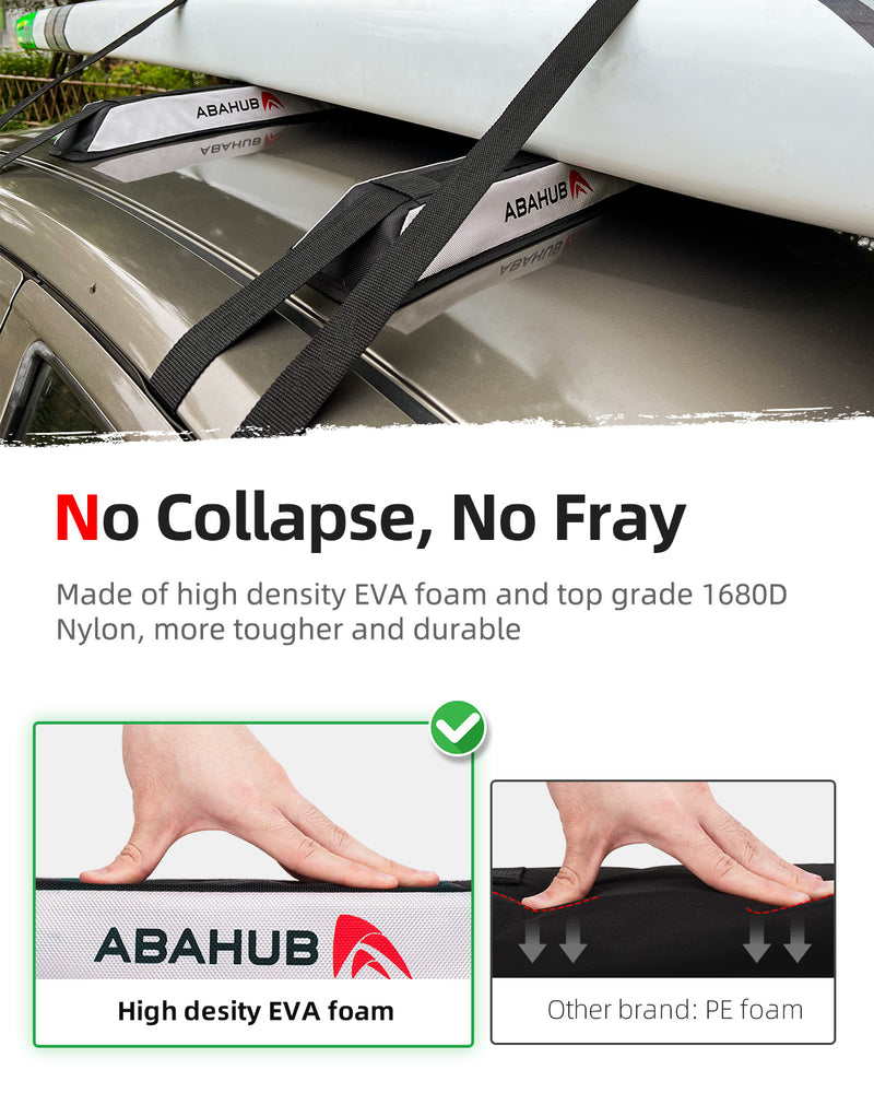 Abahub Soft Roof Rack Pads, with 2 Tie Down Straps for Surfboard