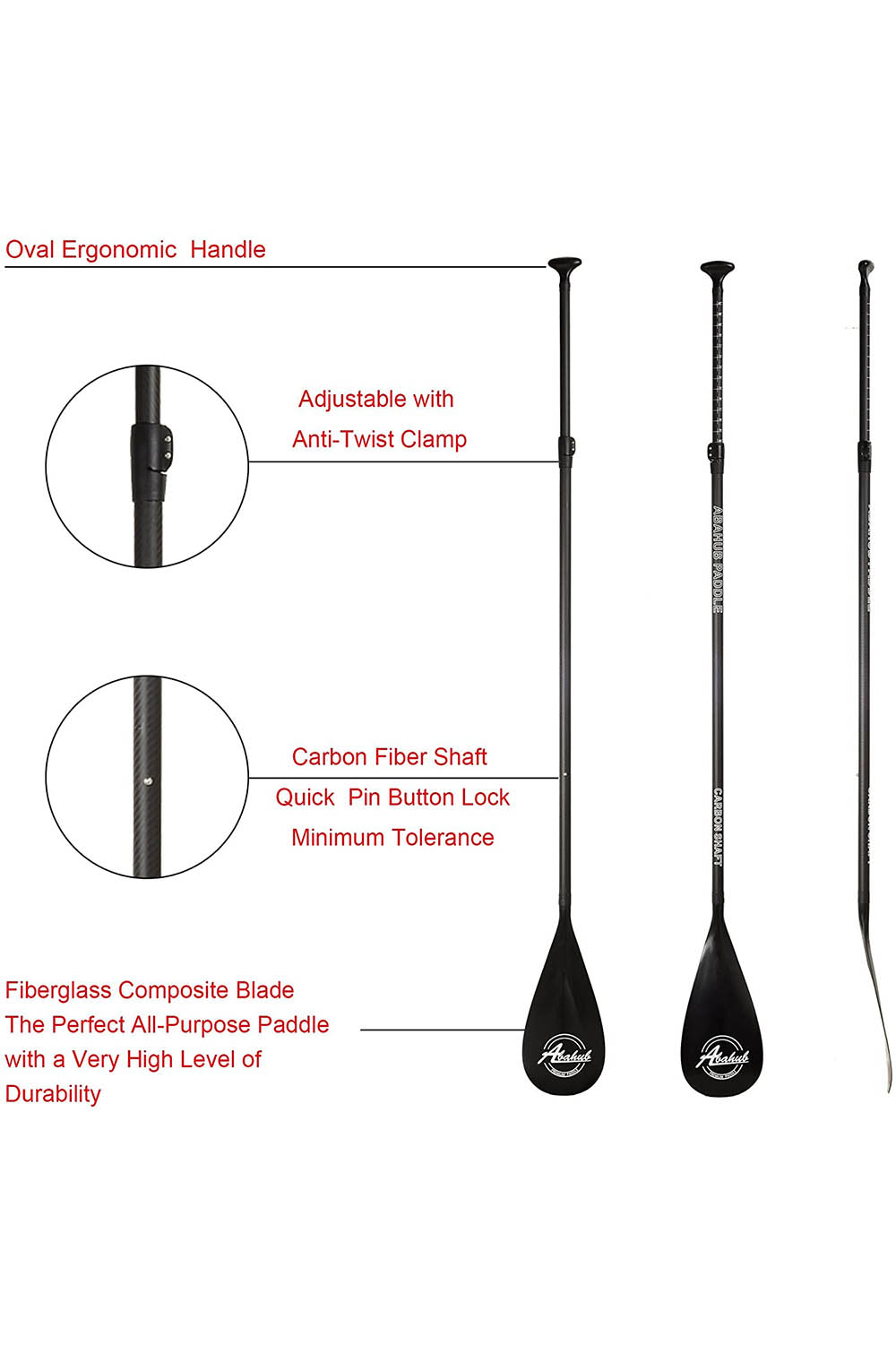 Abahub Adjustable Carbon Fiber SUP Paddle