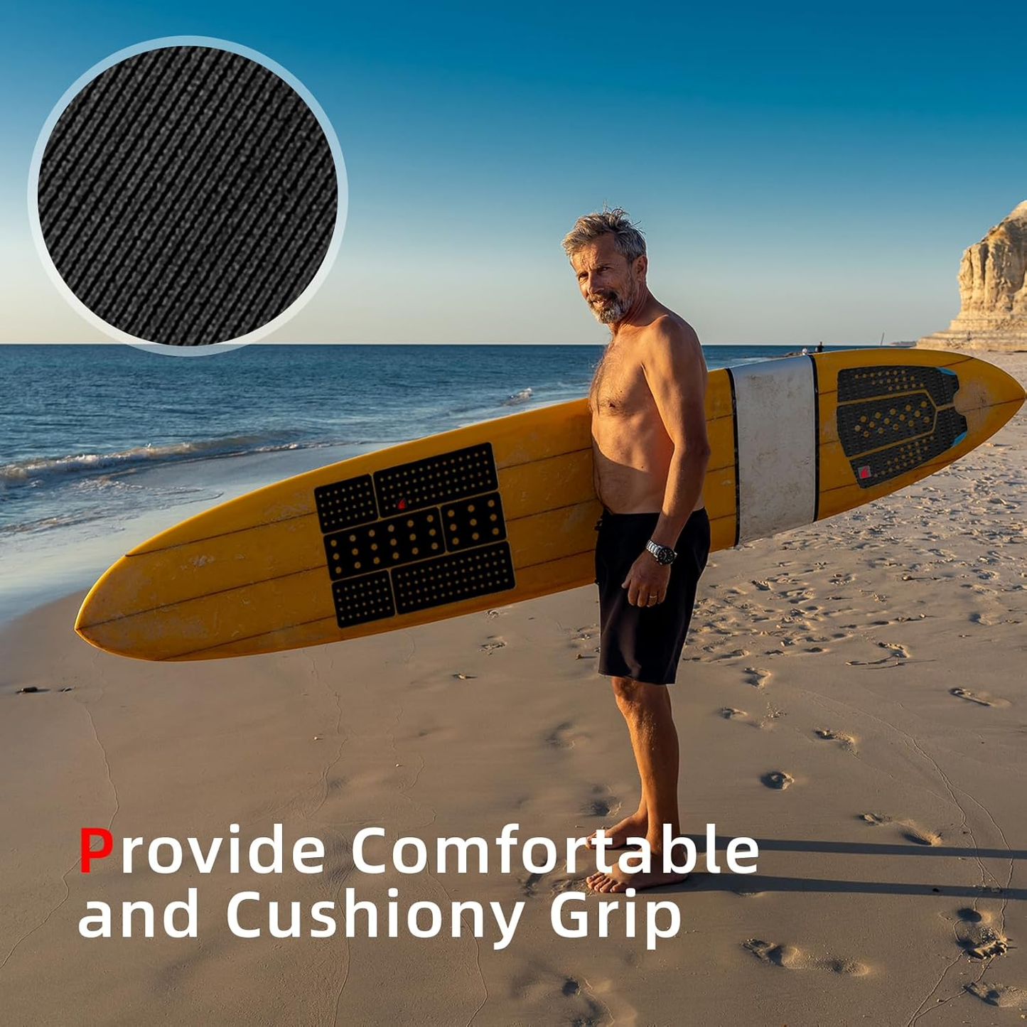 Abahub 9 Piece Surf Deck Traction Pad Premium EVA with Tail Kicker 3M Adhesive for Surfboard Longboard Shortboard Funboard Fish Skimboard Black/Blue/Brown/Gray/White/Orange/Navy Blue