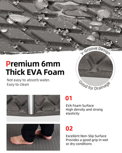 Abahub EVA Foam Boat Decking 96''x38'' Non-Slip Surfboard Traction Pad Grip Mat Self-Adhesive Trimmable Flooring Sheet for Boats SUP Board Kayak Surfing Gray
