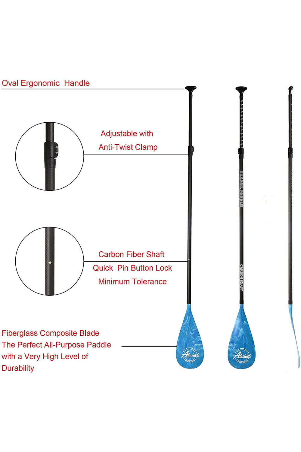 Abahub Adjustable Carbon Fiber SUP Paddle